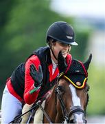 16 August 2024; Emilie Conter of Belgium, competing on Portobella van de Fruitkorf, after the second run during Aga Khan Day at the Dublin Horse Show at the RDS Arena in Dublin. Photo by David Fitzgerald/Sportsfile