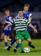 16 August 2024; Colin Daly of Pike Rovers in action against David Tarmey of Treaty United  during the Sports Direct Men’s FAI Cup third round match between Treaty United and Pike Rovers at Markets Field in Limerick. Photo by Michael P Ryan/Sportsfile