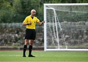 18 August 2024; Referee Neil Doyle during the Sports Direct Men’s FAI Cup third round match between Kerry FC and Bohemians at Mounthawk Park in Tralee, Kerry. Photo by Piaras Ó Mídheach/Sportsfile