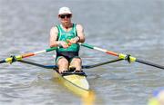 18 August 2024; Paul O'Donovan of Ireland during the lightweight men's single sculls heats at Royal Canadian Henley Rowing Course in St Catharines, Canada. Photo by Stephen Leithwood/Sportsfile
