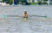 18 August 2024; Paul O'Donovan of Ireland competes in his lightweight men's single sculls heat during the World Rowing Championships 2024 at Royal Canadian Henley Rowing Course in St Catharines, Canada. Photo by Stephen Leithwood/Sportsfile
