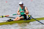 18 August 2024; Paul O'Donovan of Ireland competes in his lightweight men's single sculls heat during the World Rowing Championships 2024 at Royal Canadian Henley Rowing Course in St Catharines, Canada. Photo by Stephen Leithwood/Sportsfile