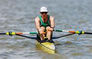 18 August 2024; Paul O'Donovan of Ireland competes in his lightweight men's single sculls heat during the World Rowing Championships 2024 at Royal Canadian Henley Rowing Course in St Catharines, Canada. Photo by Stephen Leithwood/Sportsfile