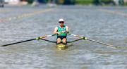 18 August 2024; Paul O'Donovan of Ireland competes in his lightweight men's single sculls heat during the World Rowing Championships 2024 at Royal Canadian Henley Rowing Course in St Catharines, Canada. Photo by Stephen Leithwood/Sportsfile