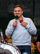 23 August 2024; Former Leinster and Ireland rugby player, and game ambassador, Ian Madigan during a pep rally at Smithfield Square in Dublin, ahead of the 2024 Aer Lingus College Football Classic match between Florida State and Georgia Tech at the Aviva Stadium this Saturday. Photo by Sam Barnes/Sportsfile
