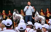 23 August 2024; Former Leinster and Ireland rugby player, and game ambassador, Ian Madigan during a pep rally at Smithfield Square in Dublin, ahead of the 2024 Aer Lingus College Football Classic match between Florida State and Georgia Tech at the Aviva Stadium this Saturday. Photo by Sam Barnes/Sportsfile