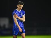 23 August 2024; Darragh Leahy of Waterford leaves the pitch after his side's defeat in the SSE Airtricity Men's Premier Division match between Waterford and Derry City at the Regional Sports Centre in Waterford. Photo by Piaras Ó Mídheach/Sportsfile