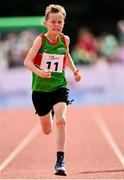 24 August 2024; Micheal Walsh, from Belmullet, Mayo, competes in the boy's U10 200m heats during the Community Games National Track/Field/Relay Finals at SETU Running Track and Field in Carlow. Photo by Tyler Miller/Sportsfile