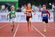 24 August 2024; Dean Mulleady, from Drumlish/Ballinamuck, Longford, competes in the boy's U10 200m heats during the Community Games National Track/Field/Relay Finals at SETU Running Track and Field in Carlow. Photo by Tyler Miller/Sportsfile