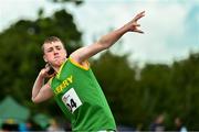 24 August 2024; Sean O'Leary, from Kilcummin, Kerry, competes in the boy's U14s shot putt final during the Community Games National Track/Field/Relay Finals at SETU Running Track and Field in Carlow. Photo by Tyler Miller/Sportsfile