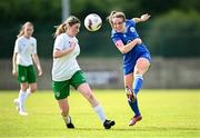 24 August 2024; Eimear Fennell of Dungarvan United in action against Sinead Gaynor of Cabinteely during the FAI Women’s Amateur Shield Final match between Cabinteely and Dungarvan United at Travers Insurances Park in Arklow, Wicklow. Photo by Seb Daly/Sportsfile