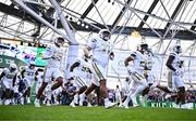 24 August 2024; Georgia Tech Yellow Jackets offensive lineman Jordan Brown before the 2024 Aer Lingus College Football Classic match between Florida State and Georgia Tech at Aviva Stadium in Dublin. Photo by Ben McShane/Sportsfile