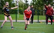 25 August 2024; Nicole Glavin of Monaleen in Limerick competing in the Rounders U15 & O13 Girls match against Adamstown/Newbawn, Wexford, during the Cairn Community Games National Outdoor Teams Finals at SETU Pitches and Running Track in Carlow. Photo by Piaras Ó Mídheach/Sportsfile