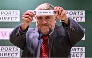 27 August 2024; FAI President Paul Cooke draws Sligo Rovers during the Sports Direct Women's FAI Cup semi-final draw at the FAI Headquarters in Abbotstown, Dublin. Photo by Ben McShane/Sportsfile