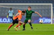 28 August 2024; Kian Leavy of St Patrick's Athletic in action against Hamza Güreler of Basaksehir during the UEFA Conference League play-off second leg match between Istanbul Basaksehir and St Patrick's Athletic at Basaksehir Faith Terim Stadium in Istanbul, Türkiye. Photo by Ozan Emre Oktay/Sportsfile