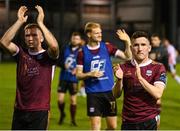 30 August 2024; Bobby Burns and Stephen Walsh, left, of Galway United after the SSE Airtricity Men's Premier Division match between Galway United and Derry City at Eamonn Deacy Park in Galway. Photo by Stephen McCarthy/Sportsfile