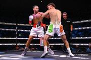31 August 2024; Sami Hamed, left, in action against Jesse Clarke in their welterweight bout during the Misfits Boxing & DAZN X Series at the 3Arena in Dublin. Photo by David Fitzgerald/Sportsfile