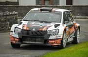 1 September 2024; Eddie Doherty and Tom Murphy compete in their Skoda Fabia R5 during the Bluebird Care Galway Summer Rally, Round 7 of the Triton Showers National Rally Championship 2024, in Ballinasloe, Galway. Photo by Philip Fitzpatrick/Sportsfile