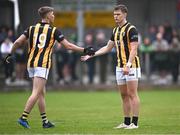 1 September 2024; Crossmaglen Rangers players Oisín O'Neill, right, and Odhran Caraher during the Armagh Senior Club Football Championship Group B second round match between High Moss Sarsfields and Crossmaglen Rangers at Fr. Dan McGeown Park in Derrytrasna, Armagh. Photo by Piaras Ó Mídheach/Sportsfile