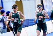 2 September 2024; Judith MacCombe, right, and guide Eimear Nicholls of Ireland in action during the women's PTVI race on day five of the Paris 2024 Paralympic Games at Pont Alexandre III in Paris, France. Photo by Ramsey Cardy/Sportsfile