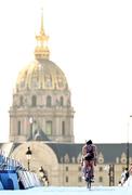 2 September 2024; Chloe MacCombe, obscured, and guide Catherine A Sands of Ireland in action during the women's PTVI race on day five of the Paris 2024 Paralympic Games at Pont Alexandre III in Paris, France. Photo by Ramsey Cardy/Sportsfile