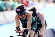 2 September 2024; Judith MacCombe, right, and guide Eimear Nicholls of Ireland in action during the women's PTVI race on day five of the Paris 2024 Paralympic Games at Pont Alexandre III in Paris, France. Photo by Ramsey Cardy/Sportsfile