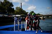 2 September 2024; Judith MacCombe, right, and guide Eimear Nicholls of Ireland in action during the women's PTVI race on day five of the Paris 2024 Paralympic Games at Pont Alexandre III in Paris, France. Photo by Ramsey Cardy/Sportsfile