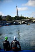 2 September 2024; Judith MacCombe, left, and guide Eimear Nicholls of Ireland before the women's PTVI race on day five of the Paris 2024 Paralympic Games at Pont Alexandre III in Paris, France. Photo by Ramsey Cardy/Sportsfile