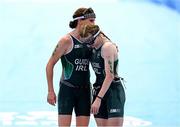 2 September 2024; Judith MacCombe, right, and guide Eimear Nicholls of Ireland after finishing in eighth place during the women's PTVI race on day five of the Paris 2024 Paralympic Games at Pont Alexandre III in Paris, France. Photo by Ramsey Cardy/Sportsfile