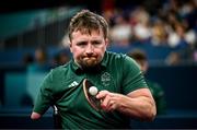 2 September 2024; Colin Judge of Ireland in action against Feng Panfeng of China during their men's singles MS11 round of 16 match on day five of the Paris 2024 Paralympic Games at South Paris Arena in Paris, France. Photo by Harry Murphy/Sportsfile