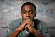 2 September 2024; Aidomo Emakhu during a Republic of Ireland U21's media conference at the Pilo Hotel in Ashbourne, Meath. Photo by David Fitzgerald/Sportsfile