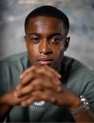 2 September 2024; Aidomo Emakhu during a Republic of Ireland U21's media conference at the Pilo Hotel in Ashbourne, Meath. Photo by David Fitzgerald/Sportsfile