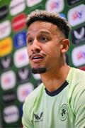 3 September 2024; Callum Robinson during a Republic of Ireland press conference at the FAI Headquarters in Abbotstown, Dublin. Photo by Stephen McCarthy/Sportsfile