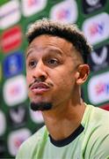 3 September 2024; Callum Robinson during a Republic of Ireland press conference at the FAI Headquarters in Abbotstown, Dublin. Photo by Stephen McCarthy/Sportsfile