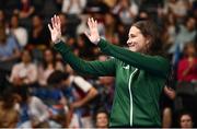3 September 2024; Róisín Ní Riain of Ireland celebrates after winning bronze in the Women's 200m Individual Medley SM13 Final on day six of the Paris 2024 Paralympic Games at La Defense Arena in Paris, France. Photo by Ramsey Cardy/Sportsfile