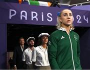 3 September 2024; Orla Comerford of Ireland makes her way out for the medal ceremony after winning bronze in the women's T13 100m final on day six of the Paris 2024 Paralympic Games at Stade de France in Paris, France. Photo by Harry Murphy/Sportsfile