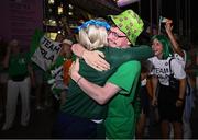 3 September 2024; Bronze medallist Orla Comerford of Ireland is greeted by her brother Morgan after her women's T13 100m final on day six of the Paris 2024 Paralympic Games at Stade de France in Paris, France. Photo by Harry Murphy/Sportsfile