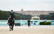 4 September 2024; Sarah Slattery of Ireland on Savona during the Grade V Individual Event on day seven of the Paris 2024 Paralympic Games at Château de Versailles in Paris, France. Photo by Harry Murphy/Sportsfile