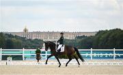 4 September 2024; Sarah Slattery of Ireland on Savona during the Grade V Individual Event on day seven of the Paris 2024 Paralympic Games at Château de Versailles in Paris, France. Photo by Harry Murphy/Sportsfile