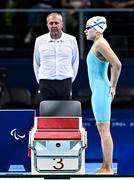 5 September 2024; Róisin Ní Riain of Ireland before the women's SB13 100m breaststroke finals on day eight of the Paris 2024 Paralympic Games at La Defense Arena in Paris, France. Photo by Harry Murphy/Sportsfile