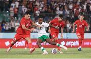 6 September 2024; Aidomo Emakhu of Republic of Ireland in action against Ugur Yildiz of Turkiye during the UEFA European U21 Championship qualifier match between Turkiye and Republic of Ireland at Esenler Stadium in Istanbul, Turkey. Photo by Gokhan Kilincer/Sportsfile