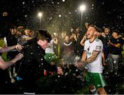 6 September 2024; Sean Murray of Cork City celebrates with supporters after the SSE Airtricity Men's First Division match between UCD and Cork City at UCD Bowl in Belfield, Dublin. Photo by David Fitzgerald/Sportsfile