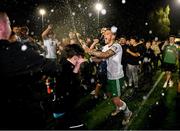 6 September 2024; Sean Murray of Cork City celebrates with supporters after the SSE Airtricity Men's First Division match between UCD and Cork City at UCD Bowl in Belfield, Dublin. Photo by David Fitzgerald/Sportsfile