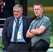 7 September 2024; FAI President Paul Cooke, left, and Republic of Ireland head coach Heimir Hallgrimsson before the UEFA Nations League B Group 2 match between Republic of Ireland and England at Aviva Stadium in Dublin. Photo by Ben McShane/Sportsfile