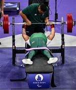 7 September 2024; Britney Arendse of Ireland lifts during the women's 79kg final on day ten of the Paris 2024 Paralympic Games at Porte de la Chapelle Arena in Paris, France. Photo by Harry Murphy/Sportsfile