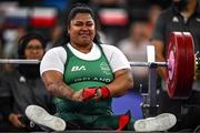 7 September 2024; Britney Arendse of Ireland after her third lift in the women's 79kg final on day ten of the Paris 2024 Paralympic Games at Porte de la Chapelle Arena in Paris, France. Photo by Harry Murphy/Sportsfile