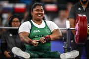 7 September 2024; Britney Arendse of Ireland after her third lift in the women's 79kg final on day ten of the Paris 2024 Paralympic Games at Porte de la Chapelle Arena in Paris, France. Photo by Harry Murphy/Sportsfile