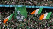7 September 2024; Republic of Ireland supporters during the UEFA Nations League B Group 2 match between Republic of Ireland and England at Aviva Stadium in Dublin. Photo by Michael P Ryan/Sportsfile