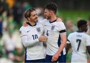 7 September 2024; Jack Grealish, left, and Declan Rice of England celebrate after the UEFA Nations League B Group 2 match between Republic of Ireland and England at Aviva Stadium in Dublin. Photo by Stephen McCarthy/Sportsfile
