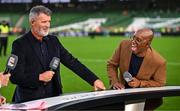 7 September 2024; ITV pundits, former Republic of Ireland captain Roy Keane, left, and former England player Ian Wright after the UEFA Nations League B Group 2 match between Republic of Ireland and England at Aviva Stadium in Dublin. Photo by Stephen McCarthy/Sportsfile